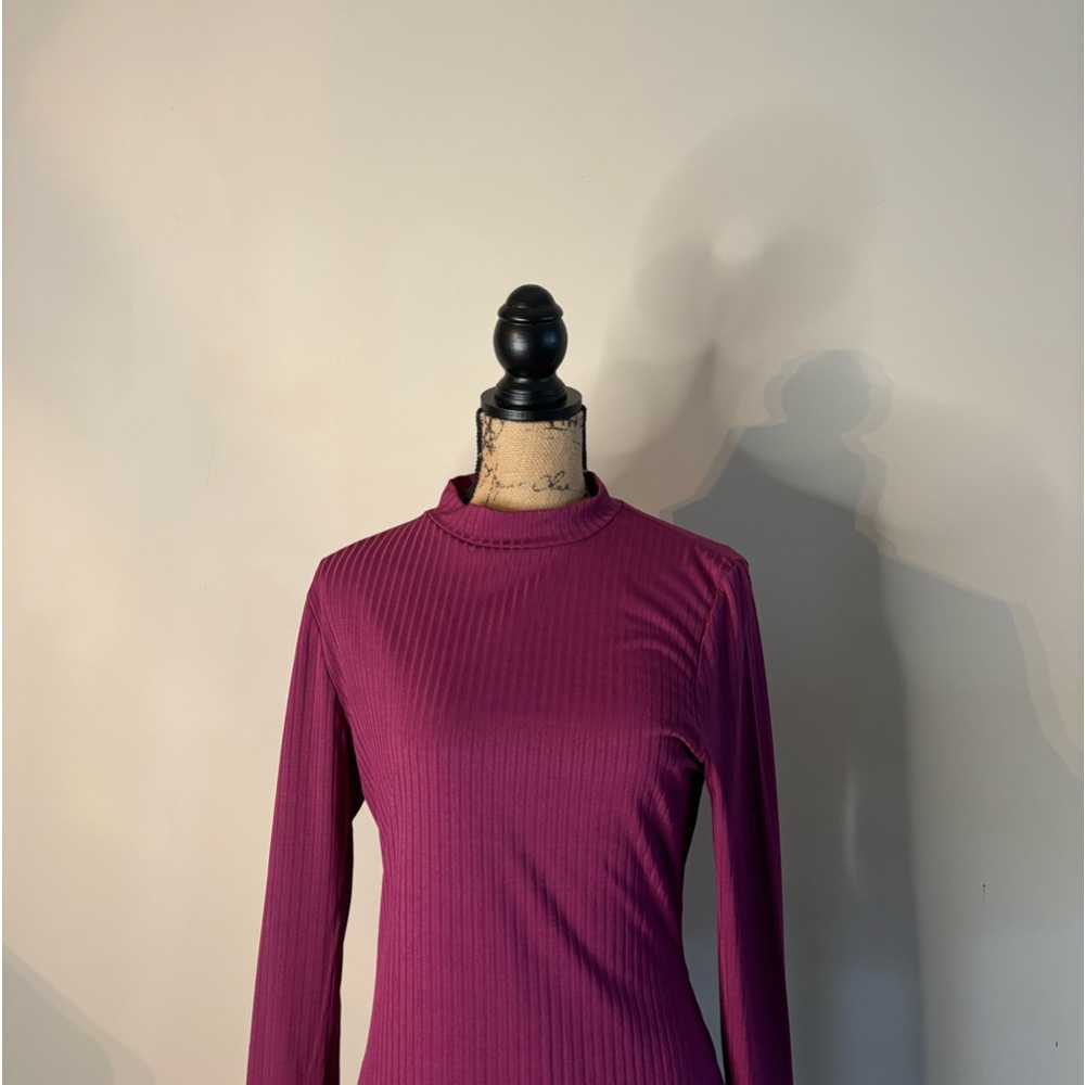 EUC BOOHOO Purple Bodycon Mock Collar Long SleeveDress - Picture 3 of 4